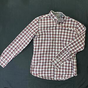 Banana Republic Men's M Slim Fit Red Gingham Plaid Long Sleeve Button Up.